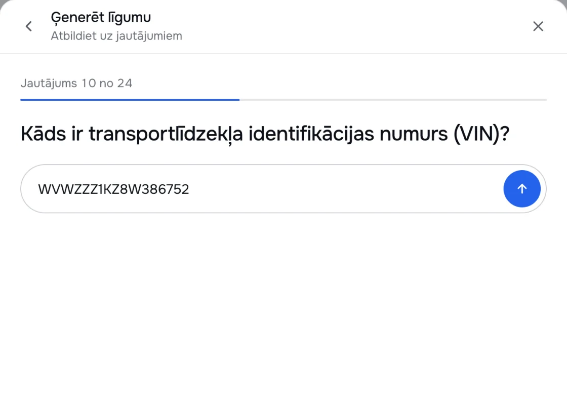 Ģeneratora jautājums par transportlīdzekļa identifikācijas numuru (VIN)